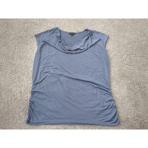 Lane Bryant Shirt Womens Plus 18/20 Blue Cowl Neck Ruched Sleeveless Stretch